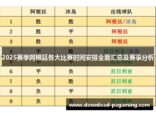 2025赛季阿根廷各大比赛时间安排全面汇总及赛事分析