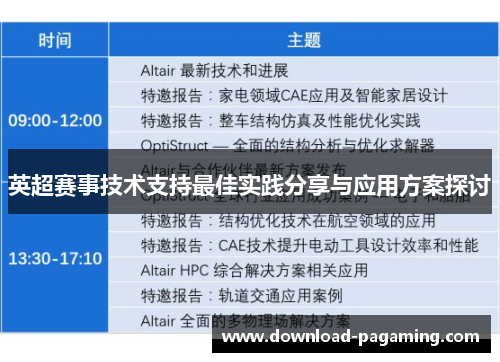 英超赛事技术支持最佳实践分享与应用方案探讨